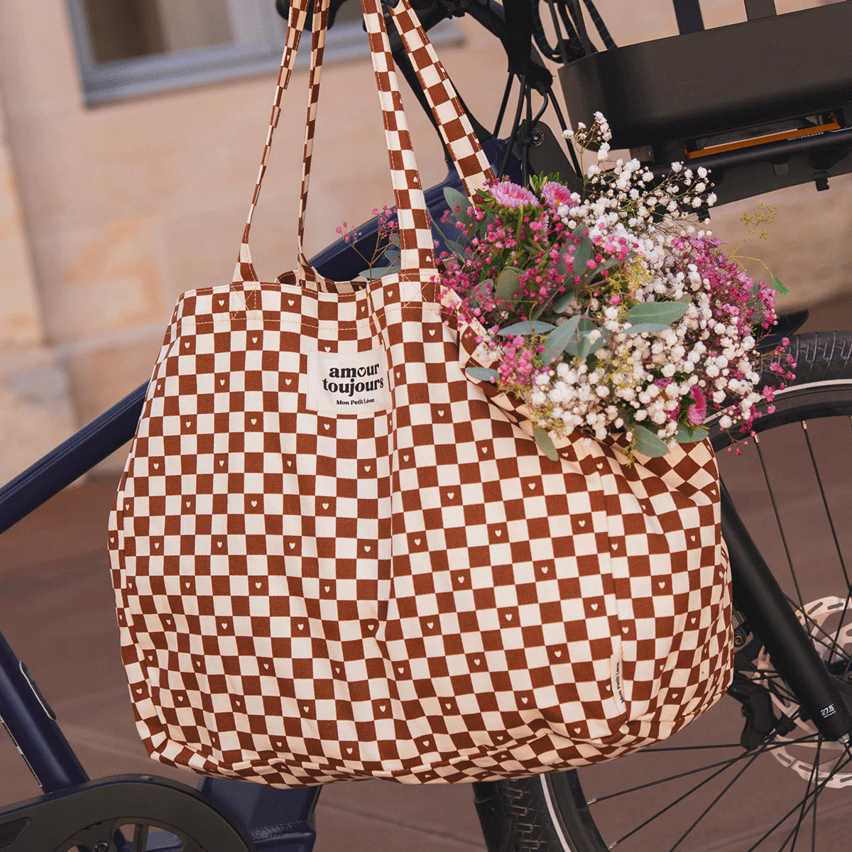 Cabas XXL motif damier