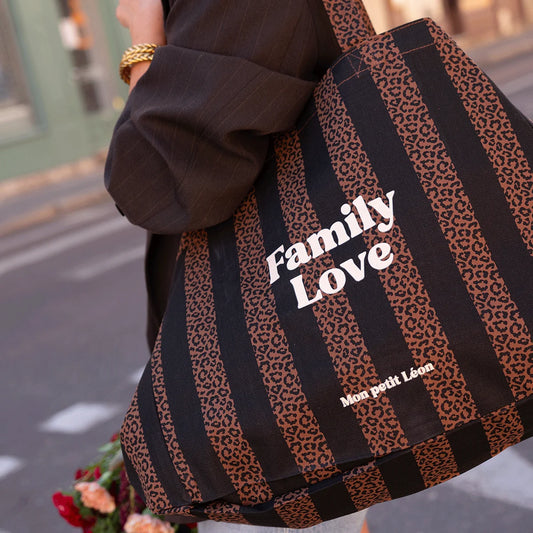 Cabas XXL rayé "Family Love"