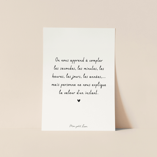 Carte "La valeur d'un instant" A6