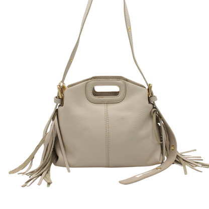 DESIGN - Sac à Main à Longues Franges Avec Bride Amovible En Chaine Beige DESIGN - Sac à Main à Longues Franges Avec Bride Amovible En Chaine Beige