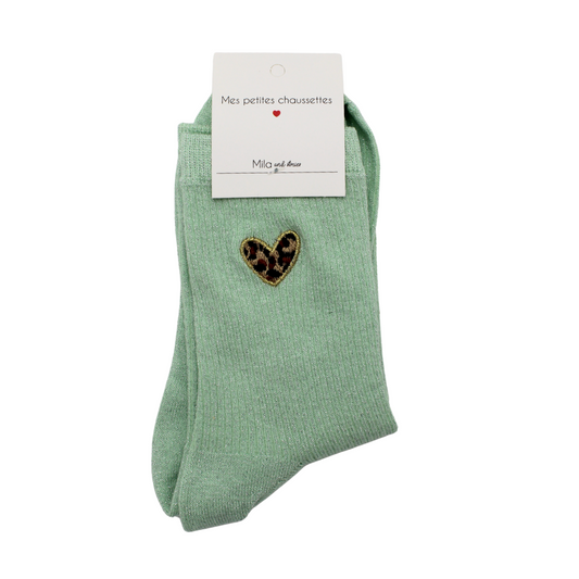Chaussettes coeur léopard