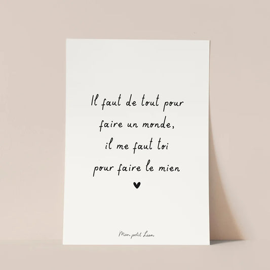 Carte "Il faut de tout pour faire un monde" A6