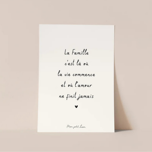 Carte "La Famille c'est là où la vie commence" A6