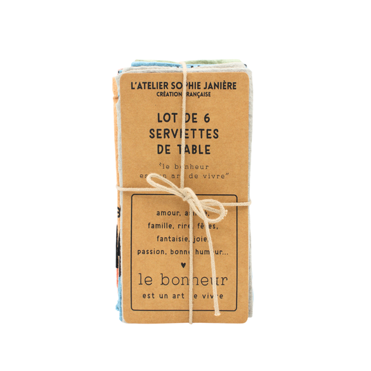 Lot de serviettes "Le bonheur est un art de vivre"