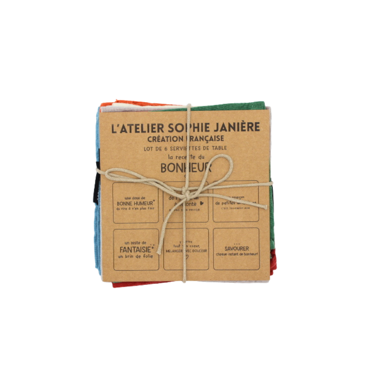 Lot de serviettes "La recette du bonheur"