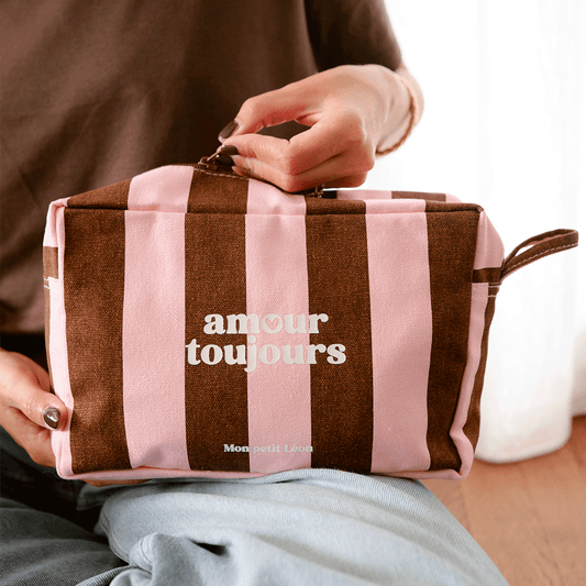 Trousse de toilette rayée "Amour toujours"