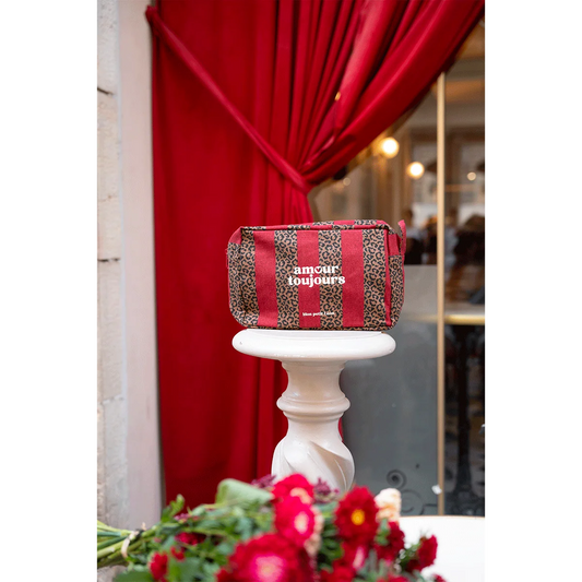 Trousse de toilette rayé léopard "Amour toujours"