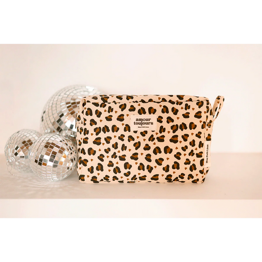 Trousse de toilette léopard coeur "Amour toujours"