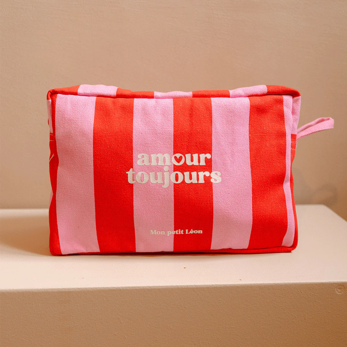 Trousse de toilette rayée "Amour toujours"