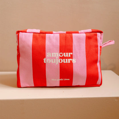 Trousse de toilette rayée "Amour toujours"