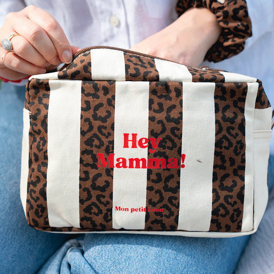 Trousse de toilette rayée léopard "Hey Mamma"