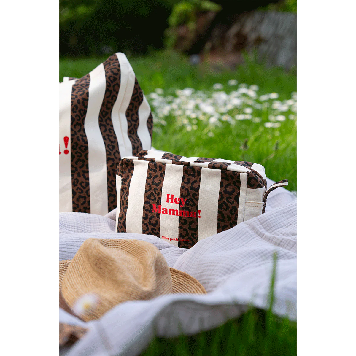 Trousse de toilette rayée léopard "Hey Mamma"