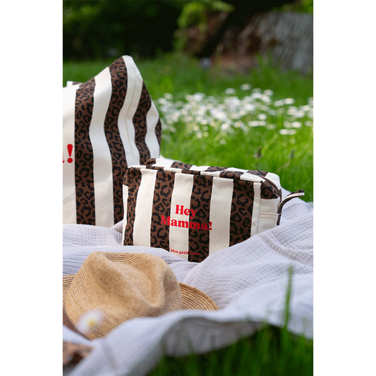 Trousse de toilette rayée léopard "Hey Mamma"