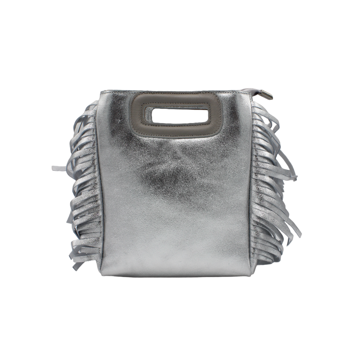 Sac top cuir argenté